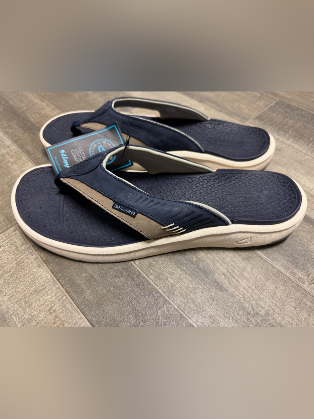 Skuze Stingray Comfort FlipFlops Sandals Men’s Size M13/W14.5 NavyGray T-Footbed